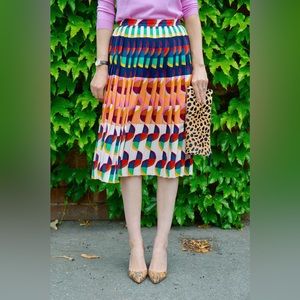 J. Crew 365 Pleated midi skirt in art deco print, size 2P